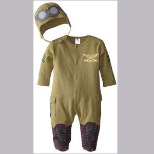 Baby Pilot footed outfit and matching pilot hat